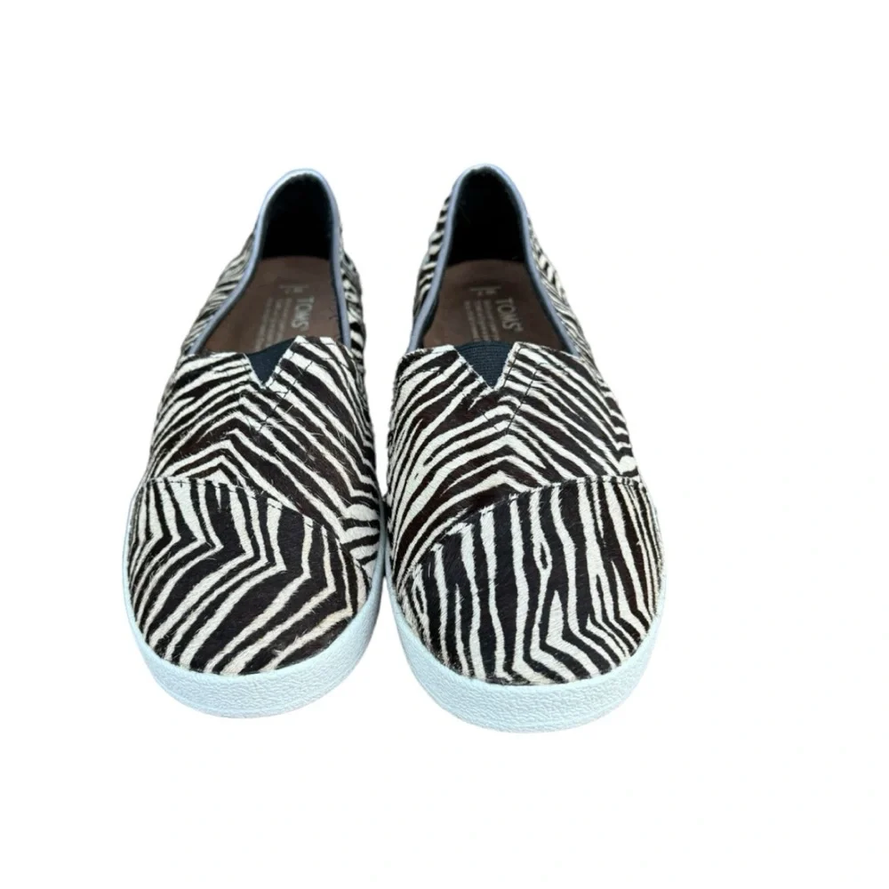 TOMS Avalon Zebra Print Genuine Calf Hair Slip On Women’s Sneakers Size 7